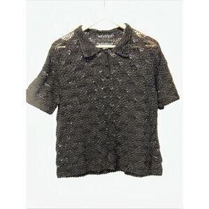 Black Crochet Knit Women's Medium Sweater Witchy Whimsigoth Oversized Goth